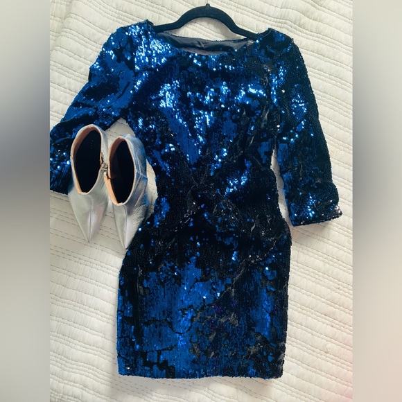 ZARA Blue ahora sequin dress - Picture 3 of 6
